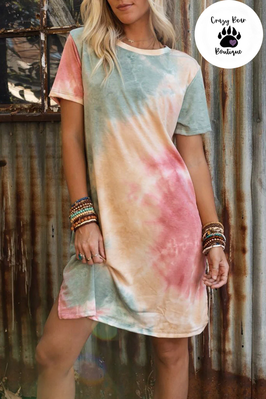 Multicolor Tie Dye Tshirt style Dress