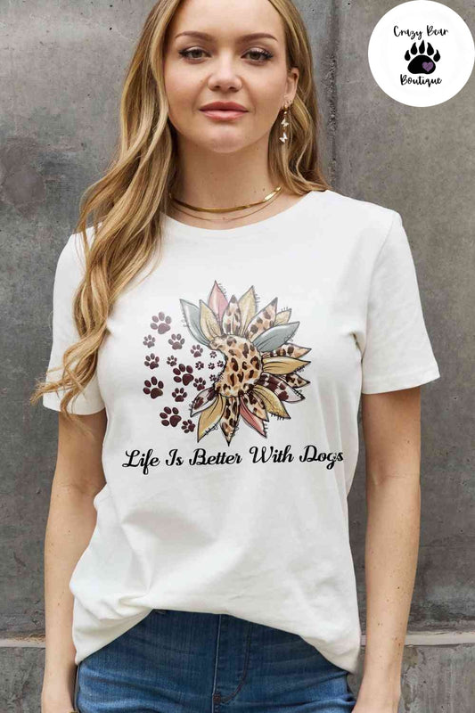 White sunflower paw print Dog Lover Tee