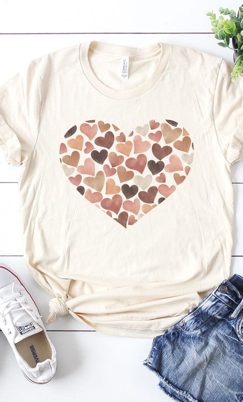 Watercolor Hearts Earthy Pink and Brown PLUS SIZE