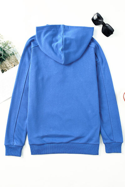 Lace-Up Dropped Shoulder Hoodie